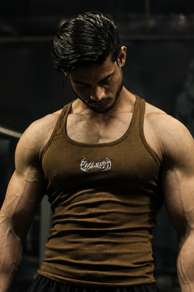 Ribbed vest combo (black&white&brown)