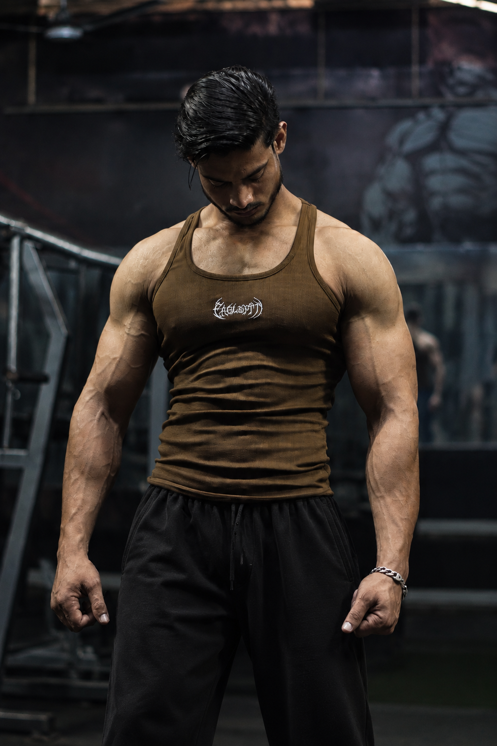 Ribbed vest combo (brown&white)