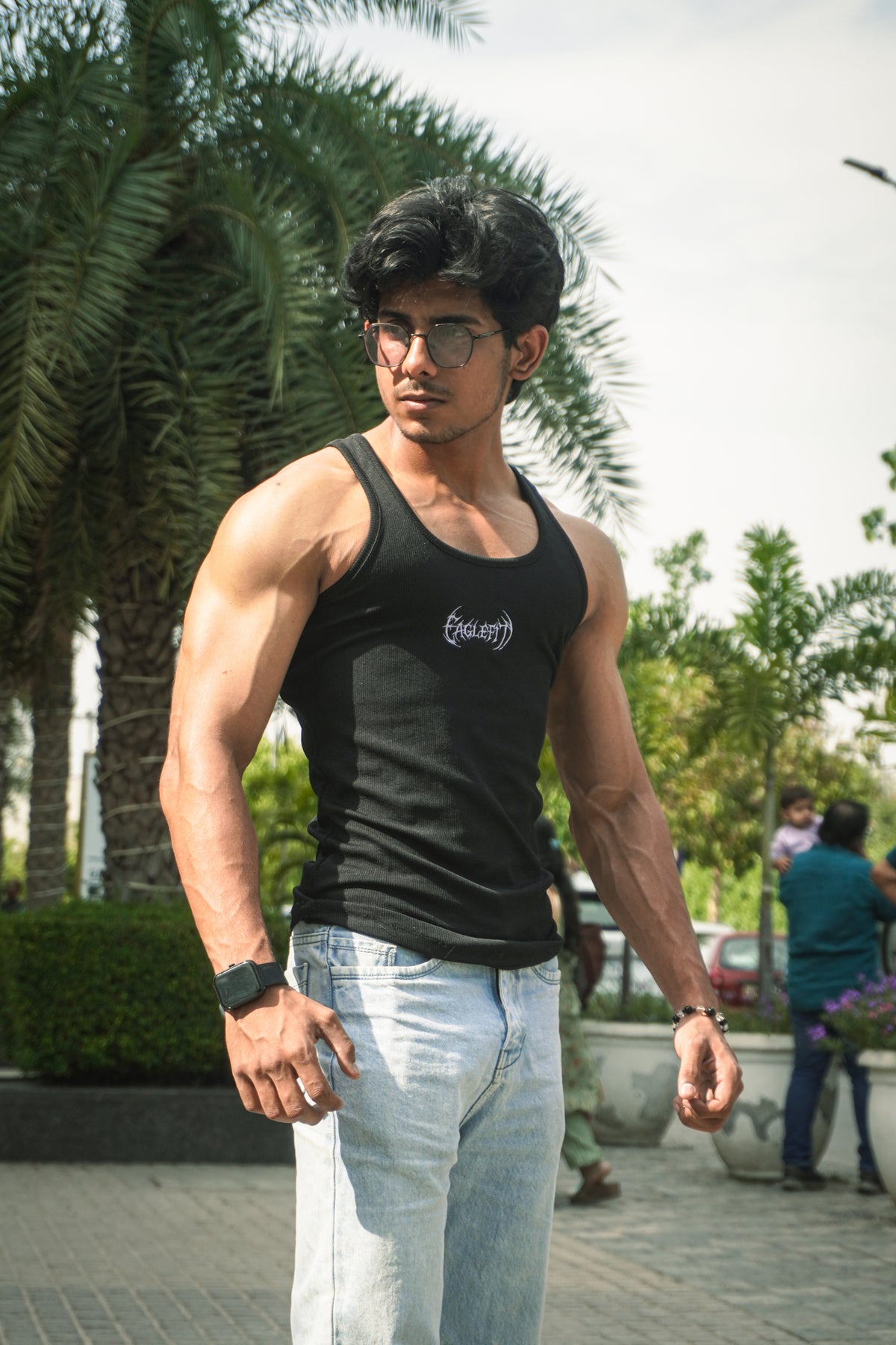 Ribbed vest combo (black&white&grey&brown)