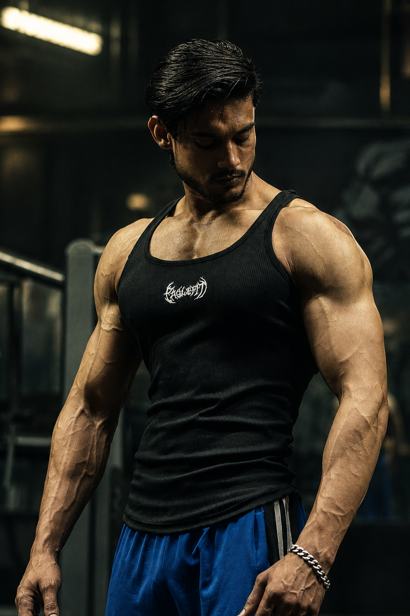 Ribbed vest combo (black&white&grey)