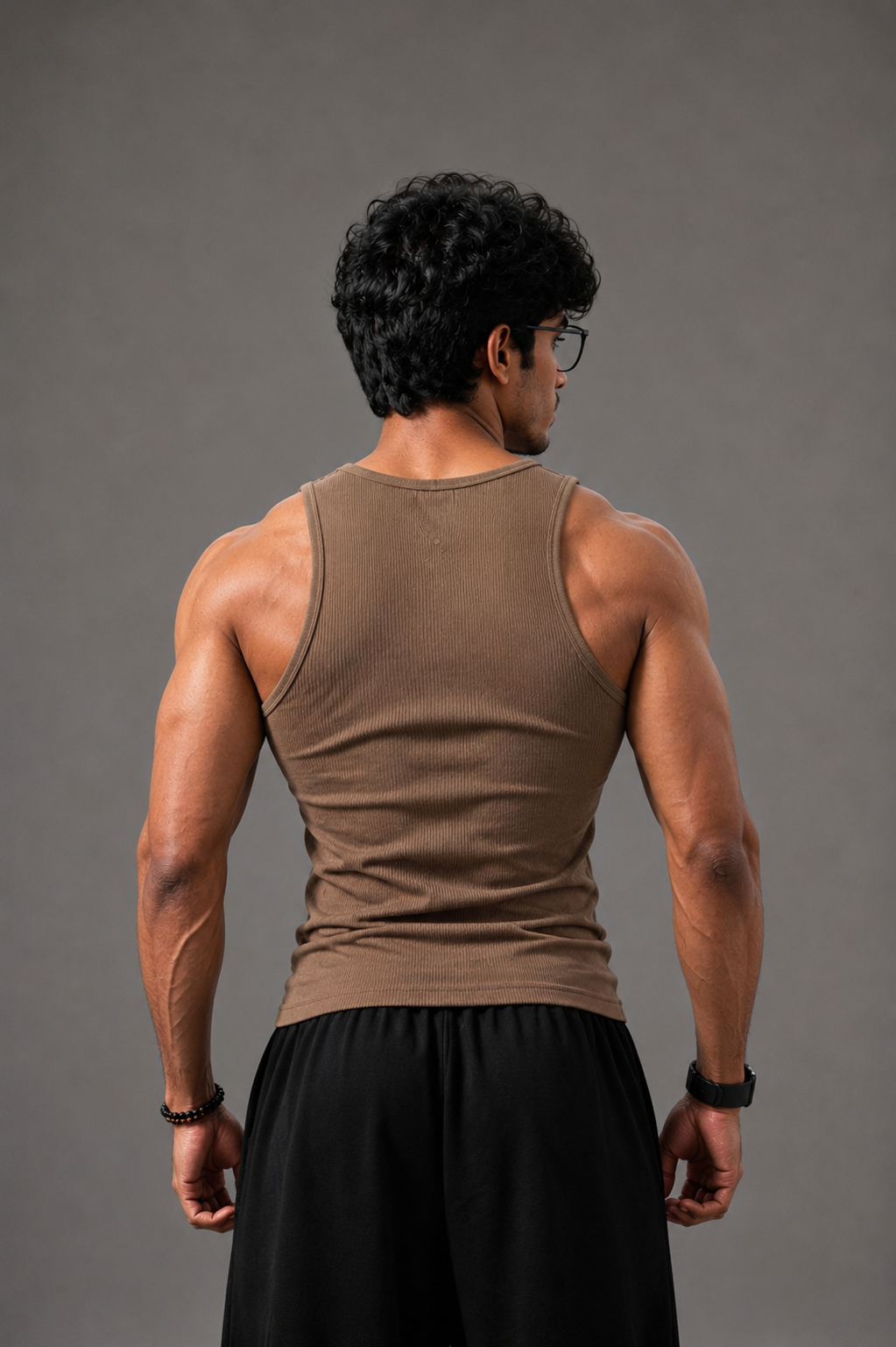 Ribbed vest combo (brown&white)