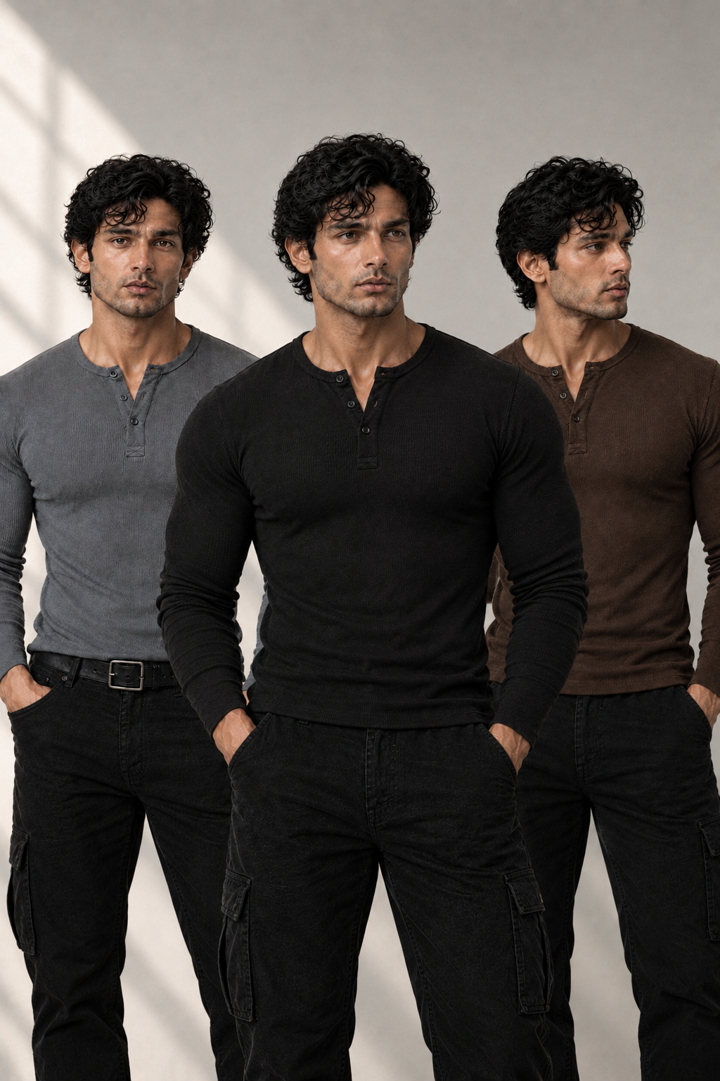 Eagle Fit Apex Henley (Black&grey&brown)