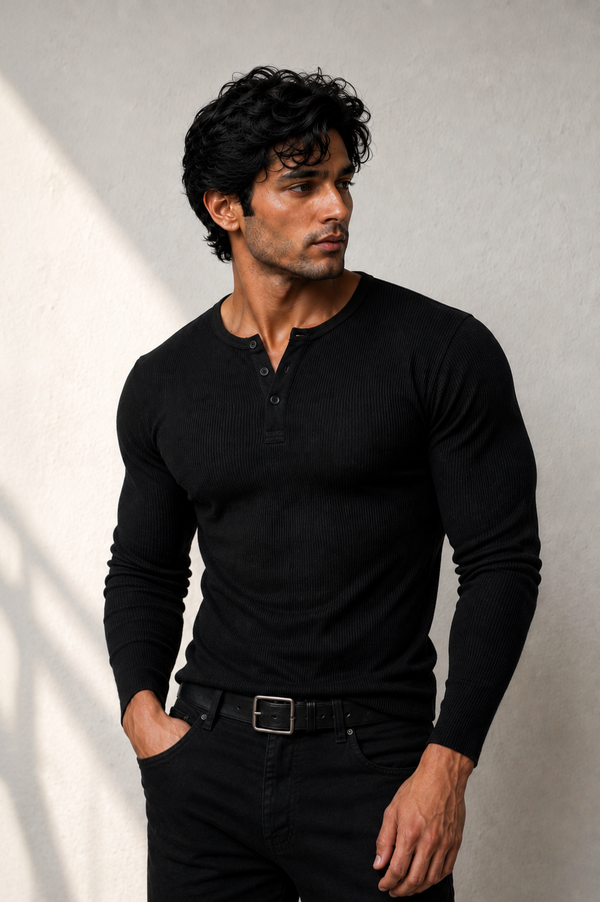 Eagle fit Apex Henley (Black)