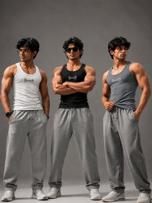 Ribbed vest combo (black&white&grey)