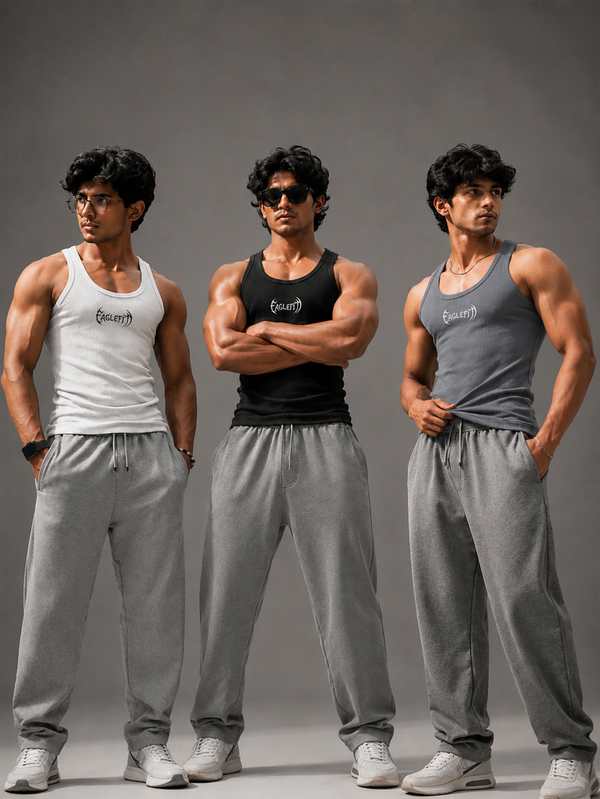 Ribbed vest combo (black&white&grey)