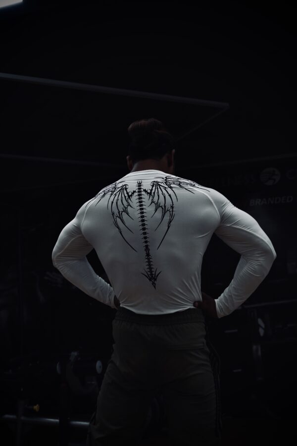 WHITE COMPRESSION T-SHIRT (Spine tattoo) - Image 4