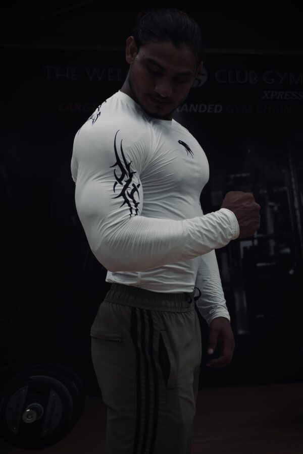 WHITE COMPRESSION T-SHIRT (Spine tattoo) - Image 3