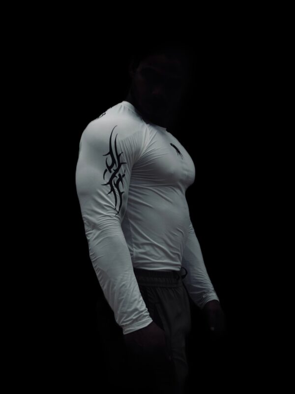 WHITE COMPRESSION T-SHIRT (Spine tattoo)
